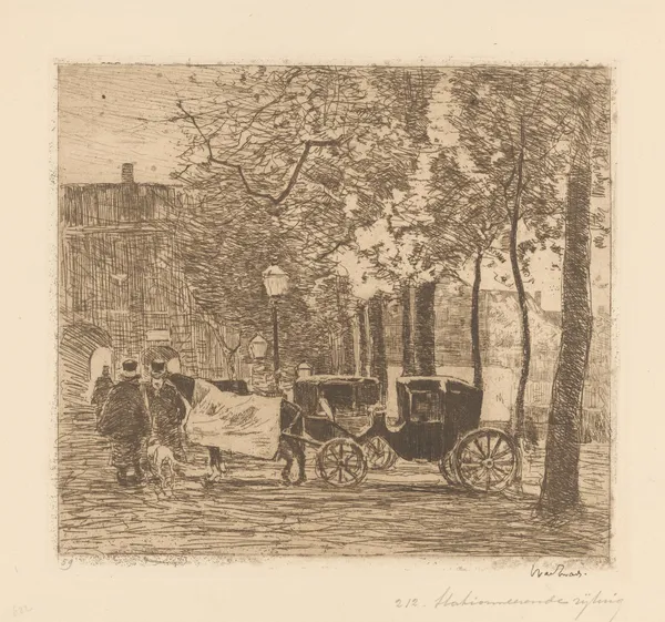 Rijtuigen op het Buitenhof av Willem de Zwart