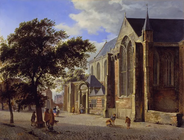 Exterior of a Church av Jan van der Heyden
