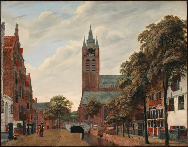 View of the Oude Delft Canal, Delft av Jan van der Heyden