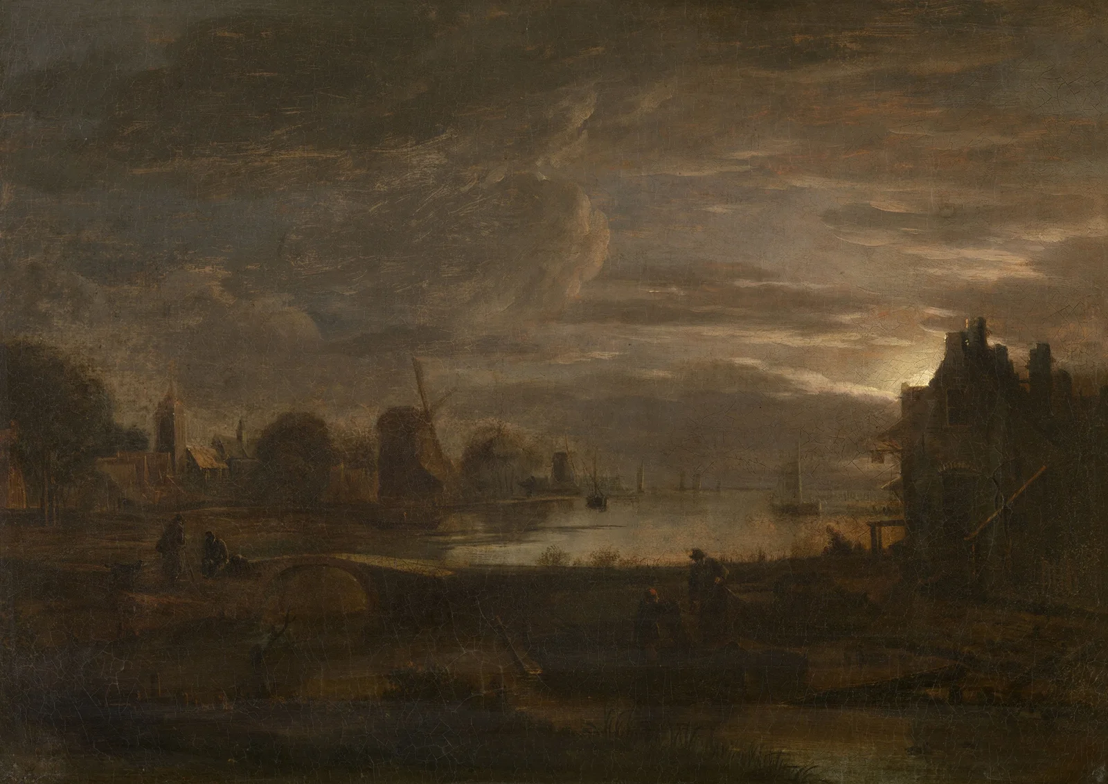 Landscape by Moonlight av Aert van der Neer