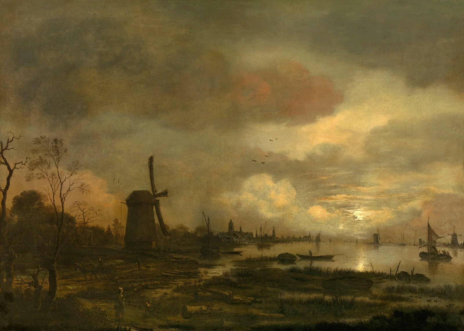 Landscape by Moonlight av Aert van der Neer
