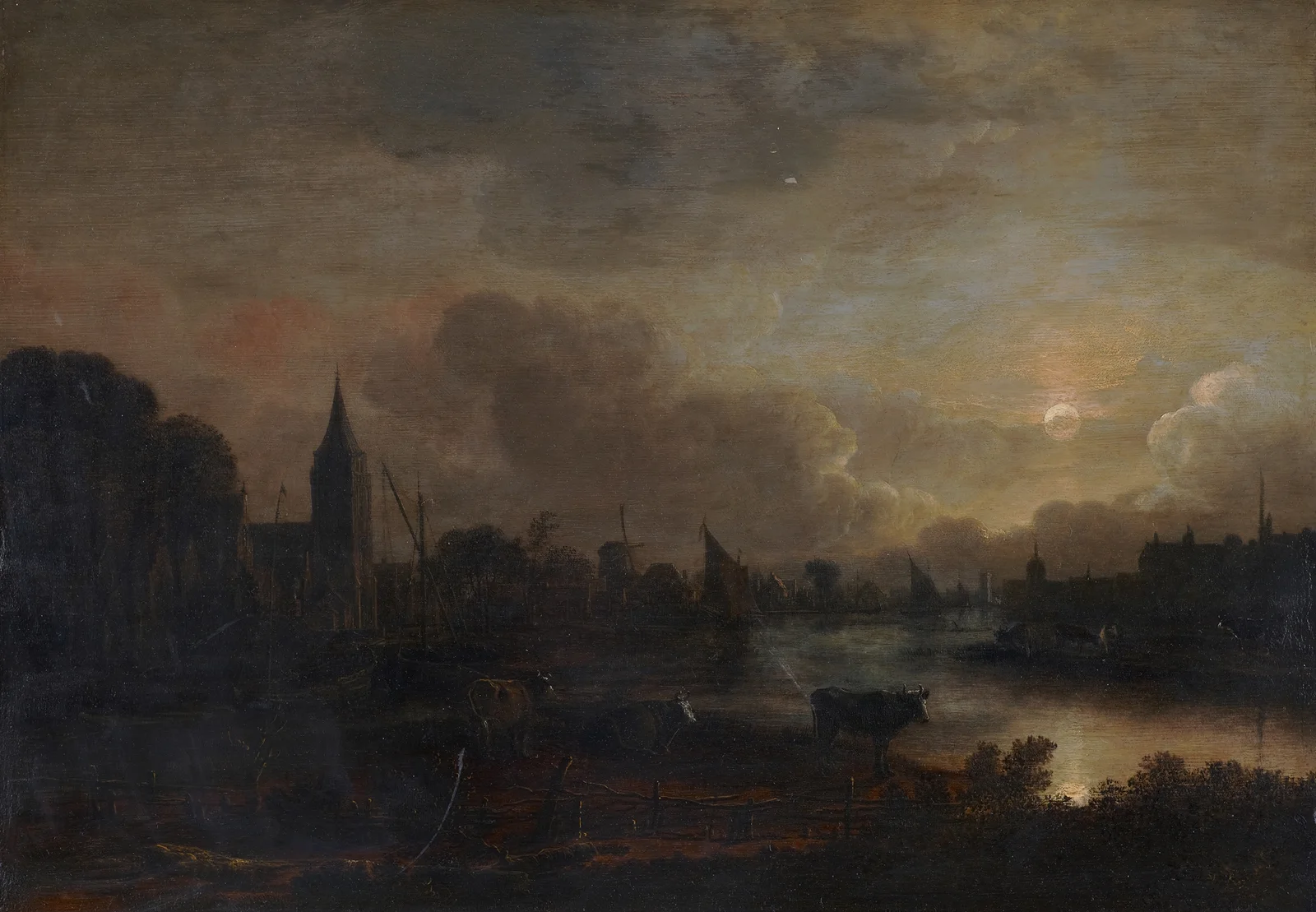 Moonlight Landscape av Aert van der Neer
