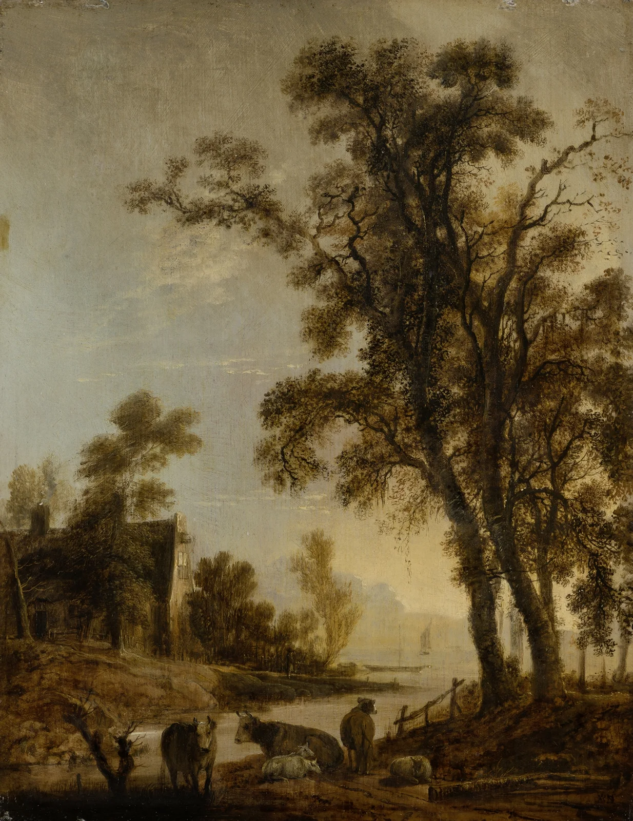 River Bank with Cattle av Aert van der Neer
