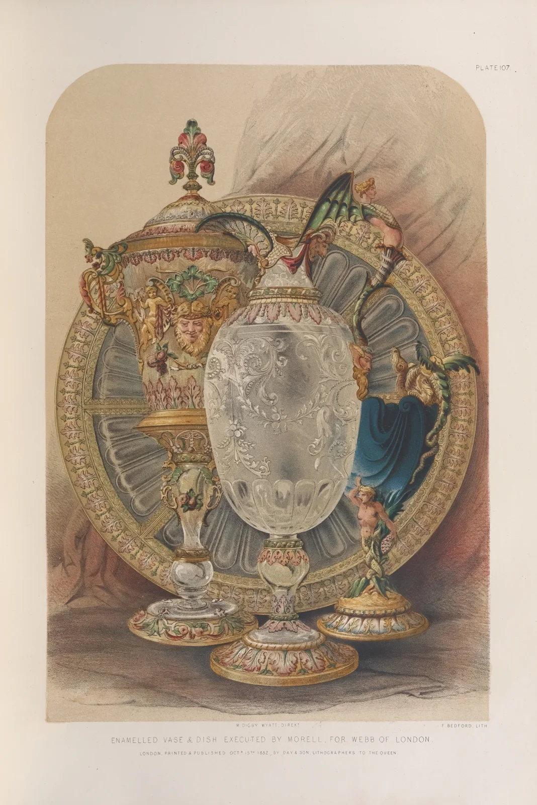 Enamelled vase & dish av Matthew Digby Wyatt