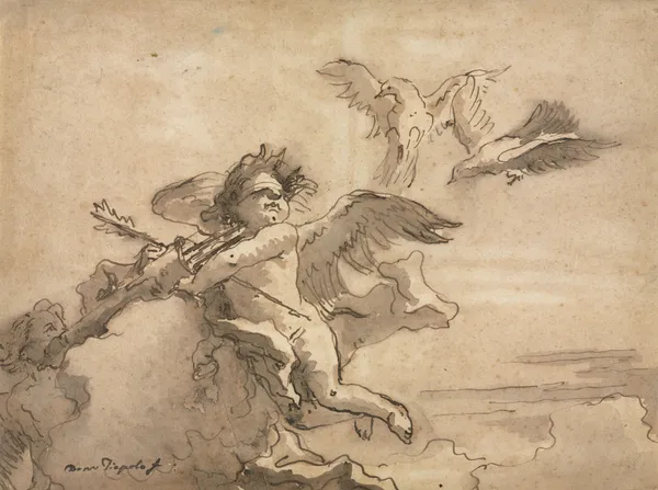Cupid Blindfolded and Two Doves av Giovanni Domenico Tiepolo