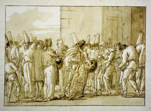 Punchinella’s Father Brings Home His Bride av Giovanni Domenico Tiepolo