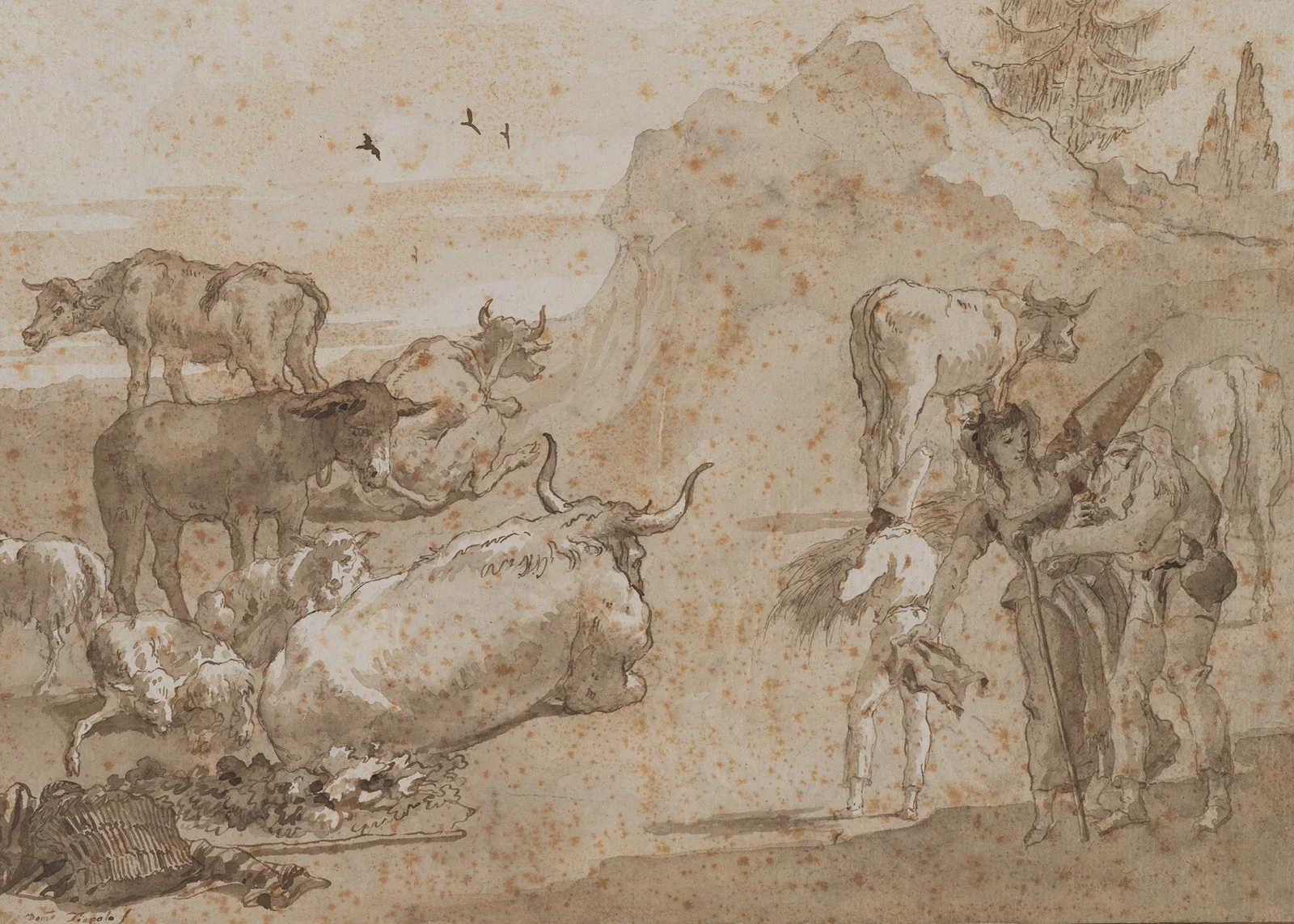 Sheep and Cows av Giovanni Domenico Tiepolo