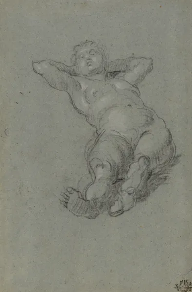 Reclining Female Nude – nr 5 av Domenico Tintoretto