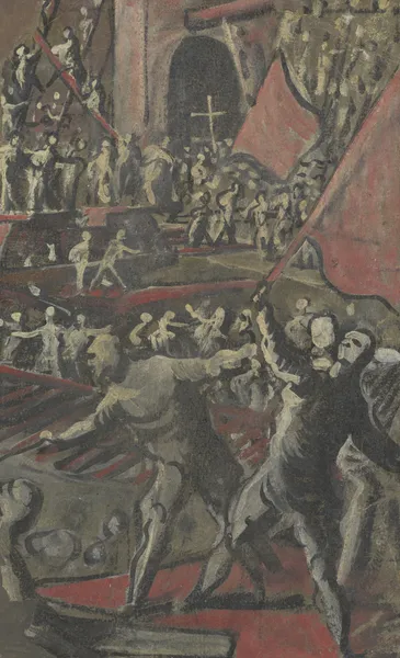 Venetian Soldiers Attacking Constantinople (recto) av Domenico Tintoretto