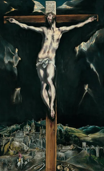 Christ Crucified With Toledo In The Background av El Greco (Domenikos Theotokopoulos)