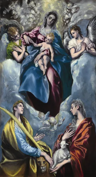 Madonna and Child with Saint Martina and Saint Agnes av El Greco (Domenikos Theotokopoulos)
