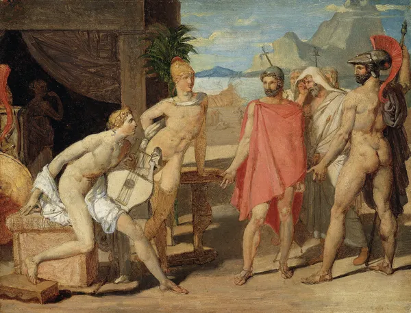 Achilles Receiving in his Tent the Envoys of Agamemnon av Jean Auguste Dominique Ingres