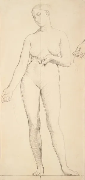 Standing Female Nude, Study for Saint Bathilde av Jean Auguste Dominique Ingres