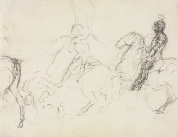 Battle Scene with Armored Figures on Horseback av Edgar Degas
