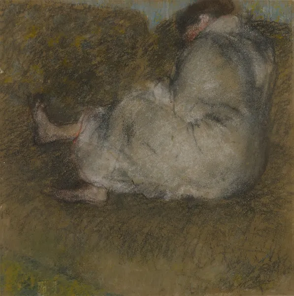 Femme assise sur un divan av Edgar Degas