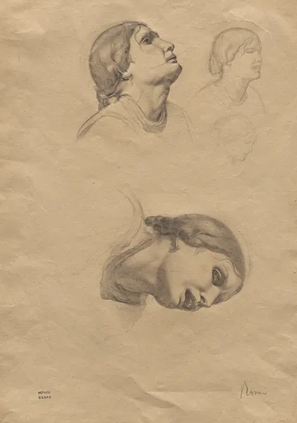 Four Studies of the Head of a Young Italian Woman av Edgar Degas