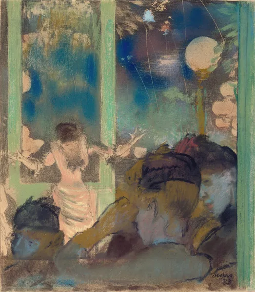 Mademoiselle Bécat at the Café des Ambassadeurs av Edgar Degas