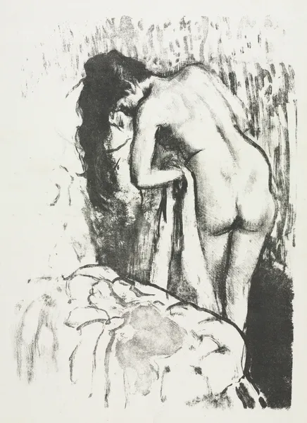 Nude Woman Standing, Drying Herself av Edgar Degas