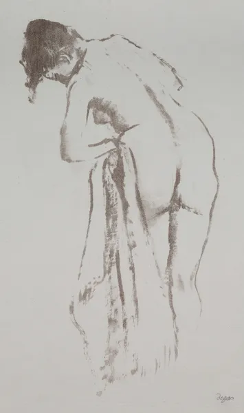 Nude Woman with Towel, Standing av Edgar Degas