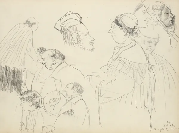 Sketches of Figures at a Funeral av Edgar Degas