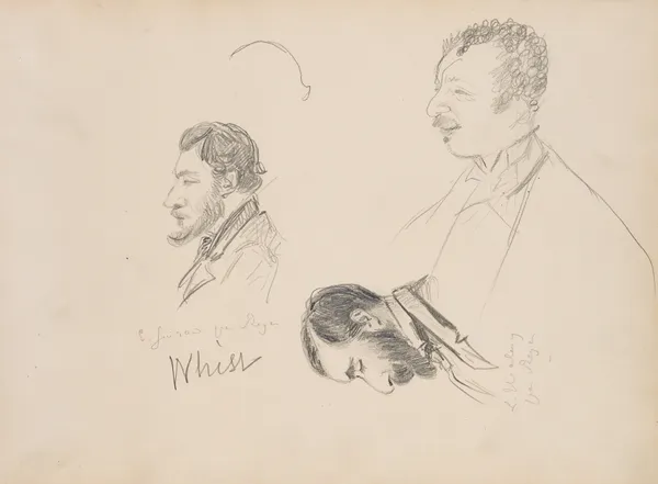 Sketches of Men in Profile av Edgar Degas