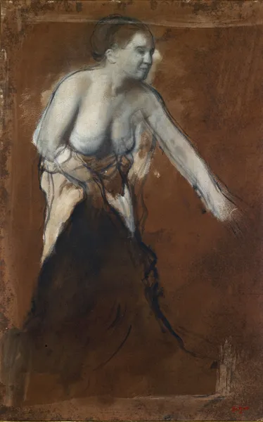 Standing Female Figure with Bared Torso (Young Woman at Her Toilette) av Edgar Degas