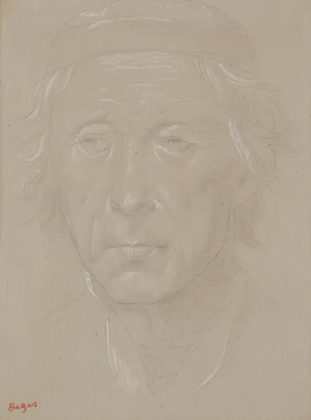 Tête de Vieillard de face av Edgar Degas