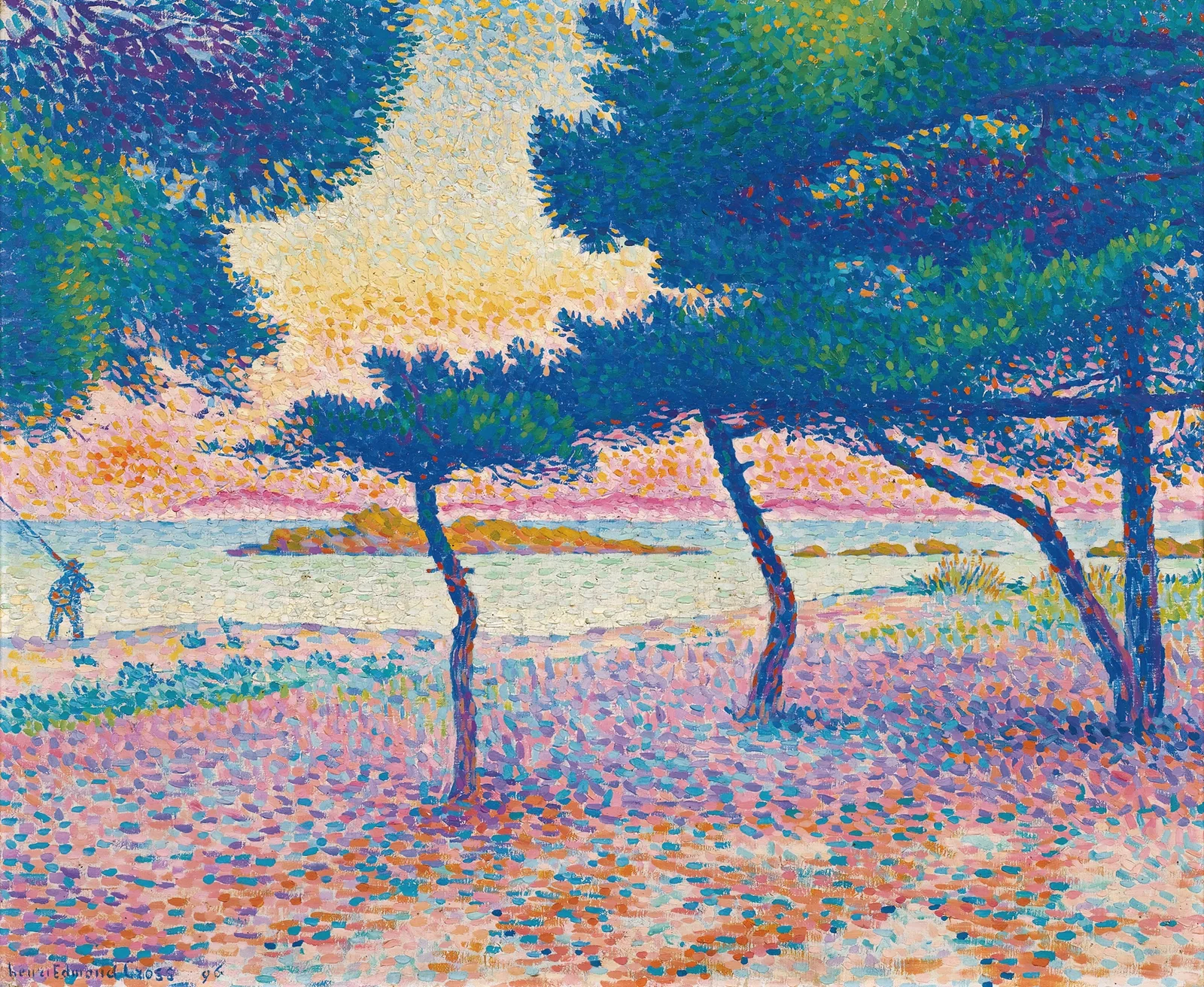 La Plage De Saint-Clair av Henri-Edmond Cross