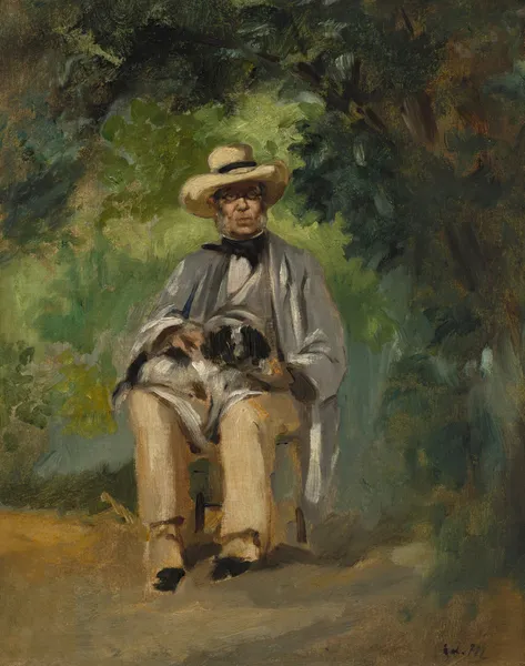 Ambroise Adam dans le jardin à Pressagny av Édouard Manet