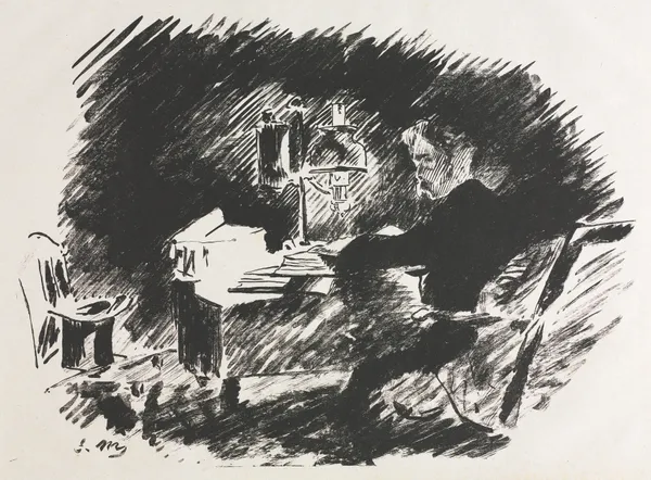 Illustration for The Raven by Edgar Allan Poe av Édouard Manet