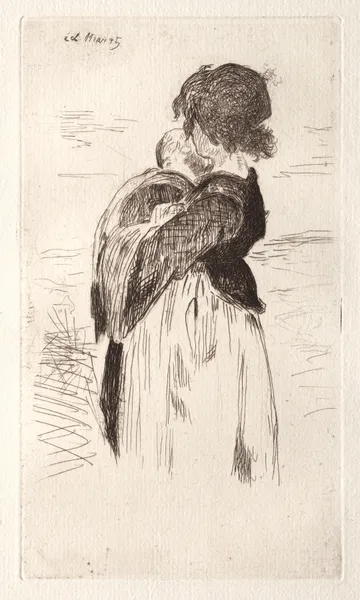 La petite fille tenant un bébé av Édouard Manet
