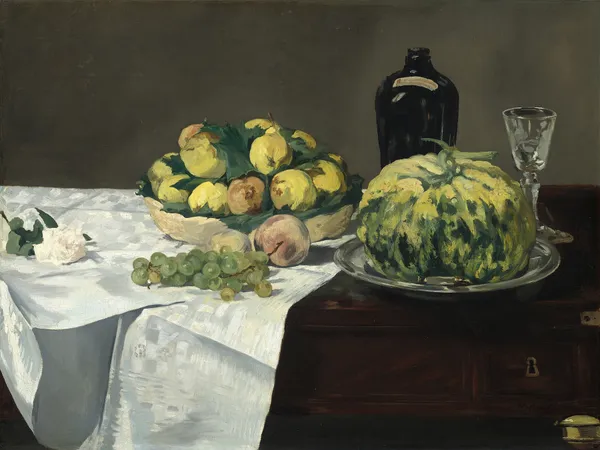 Still Life with Melon and Peaches av Édouard Manet