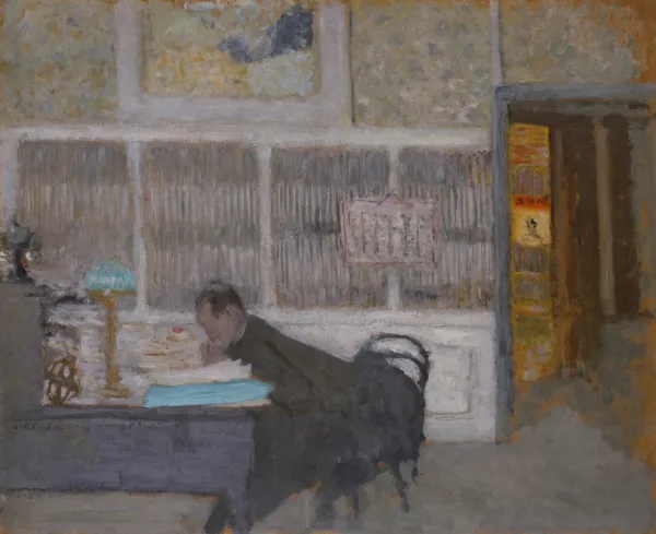 At the Revue Blanche (Portrait of Félix Fénéon) av Édouard Vuillard