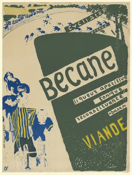 Cyclistes, prenez, Becane, liqueur aperitive, tonique, reconstituante, à base de, viande av Édouard Vuillard