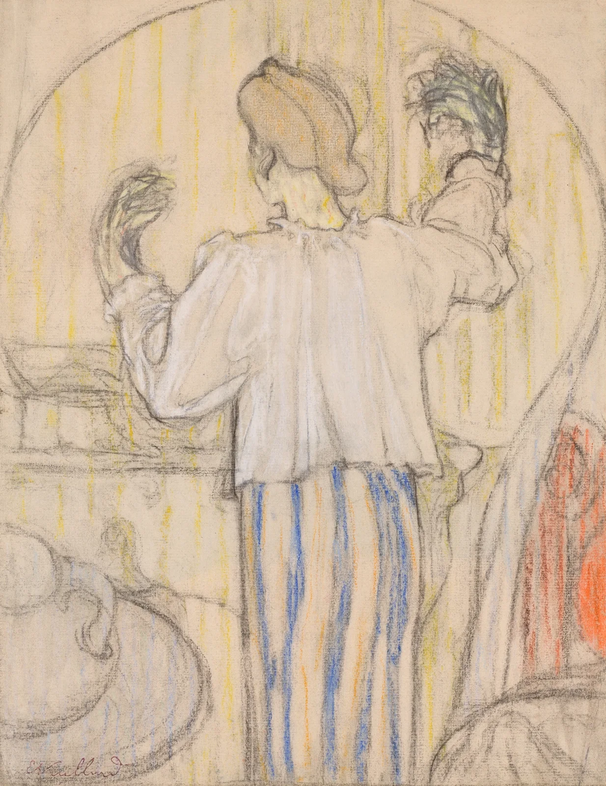 Devant le miroir (recto) av Édouard Vuillard