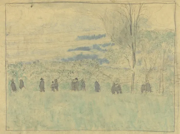 Landschap met wandelaars av Édouard Vuillard