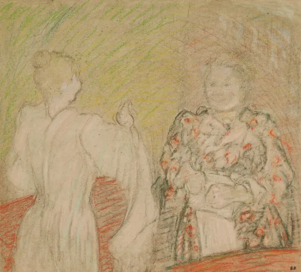 Madame Vuillard Conversant Avec Une Jeune Fille av Édouard Vuillard