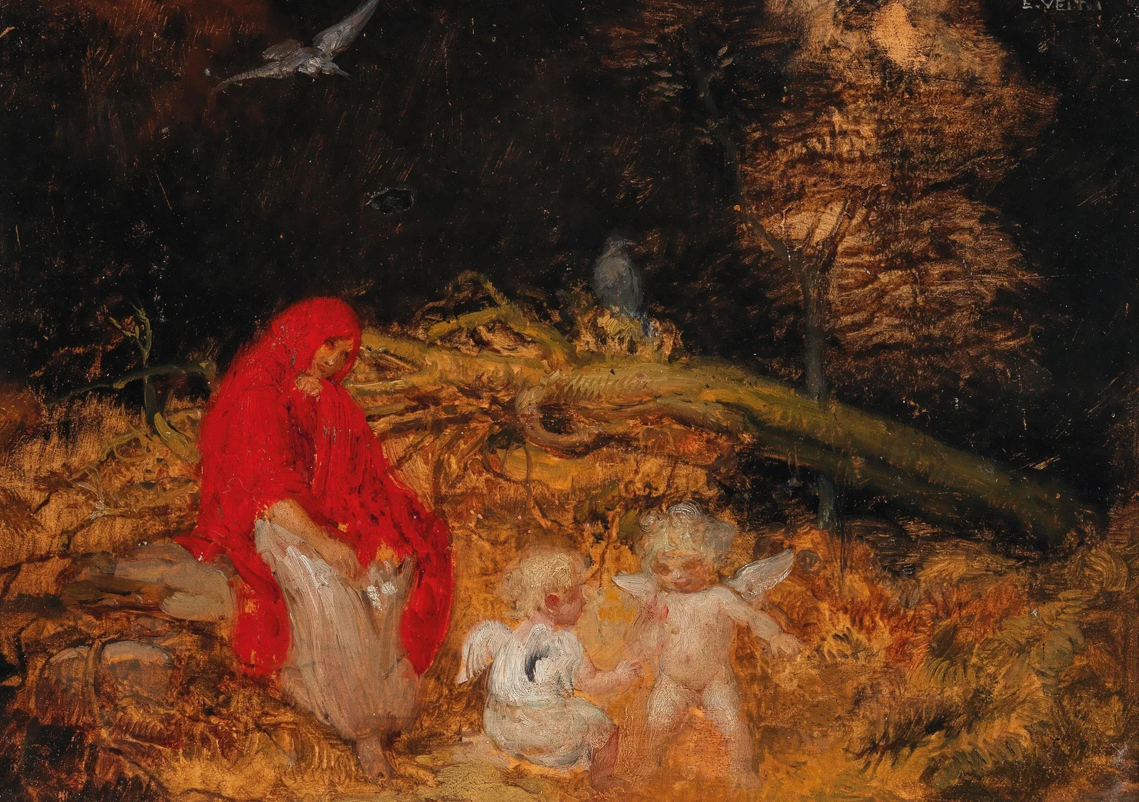 Waldfrau und Amoretten av Eduard Veith
