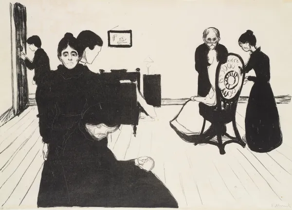 Death In The Sickroom, 1896 av Edvard Munch