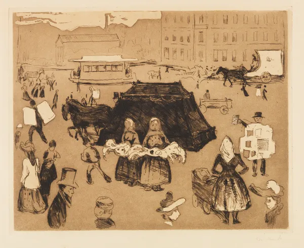 Der Leichenwagen. Potsdamer Platz av Edvard Munch