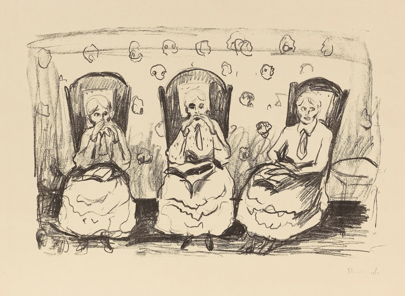 Drei alte Damen av Edvard Munch