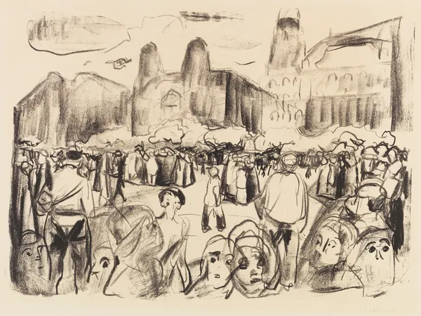 Frankfurter Bahnhofsplatz under Rathenaus likferd av Edvard Munch