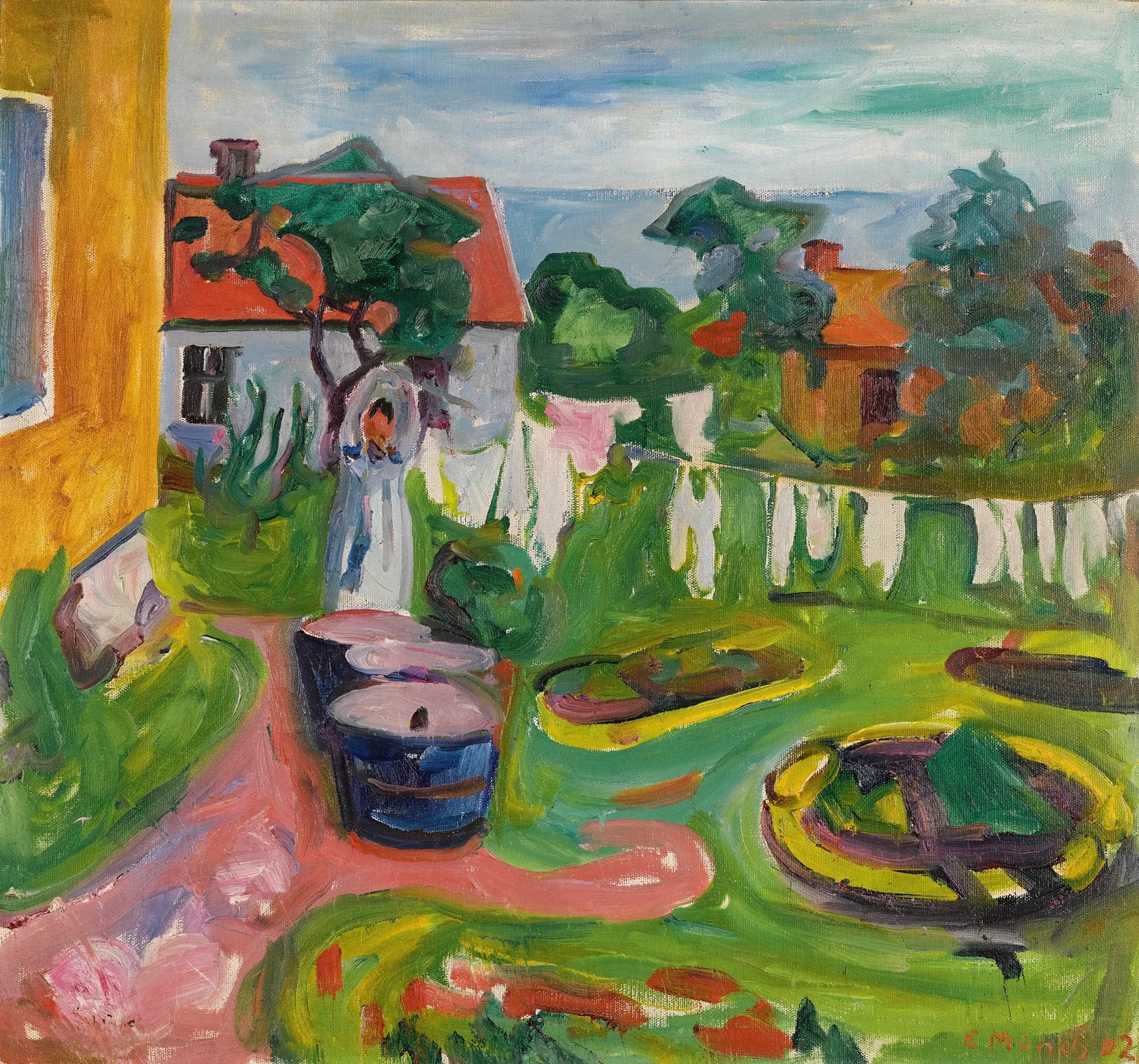 Klestørk I Åsgårdstrand (Clothes On A Line In Åsgårdstrand) av Edvard Munch
