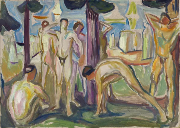 Naked Men in Landscape av Edvard Munch