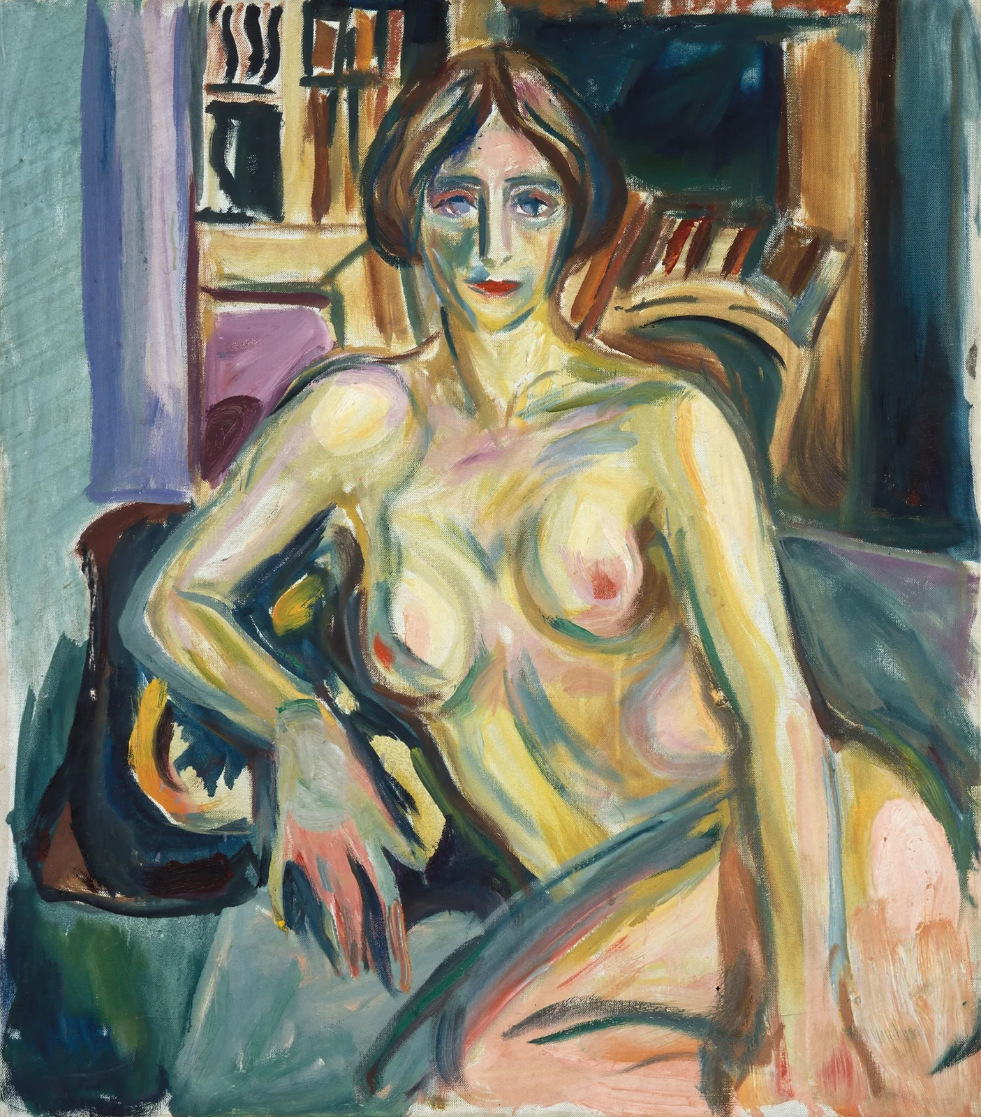 Nude, Sitting on the Couch av Edvard Munch