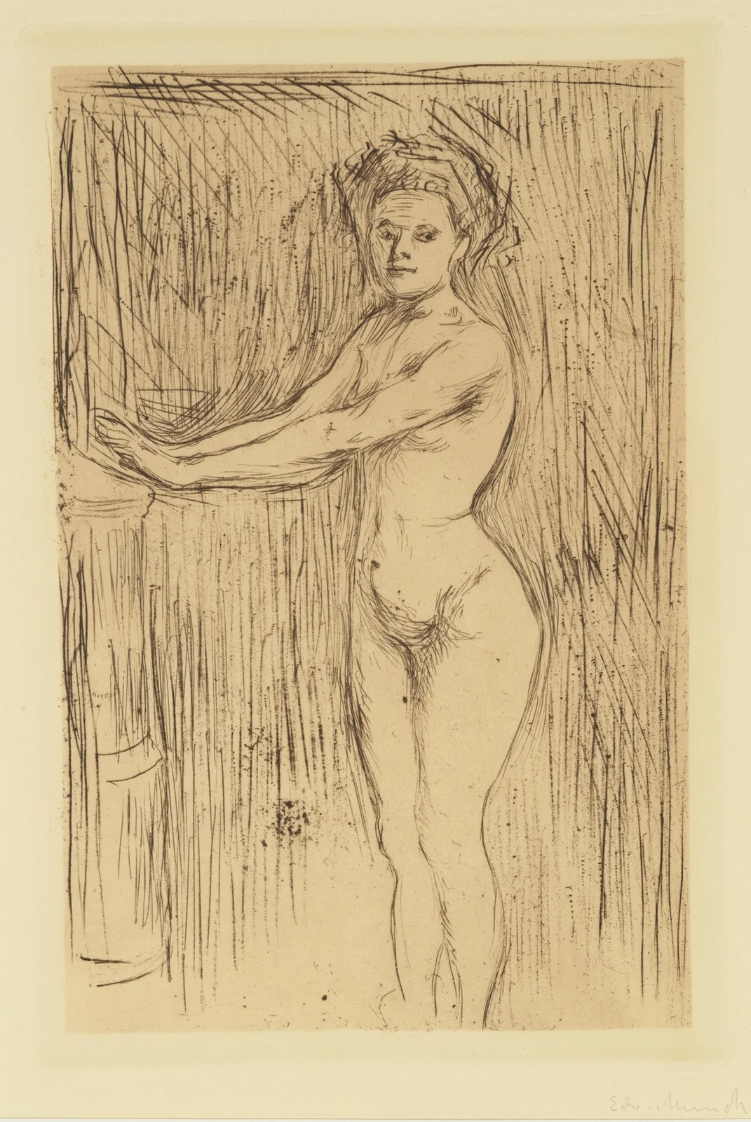 Nude Woman (Model Warming her Hands) av Edvard Munch