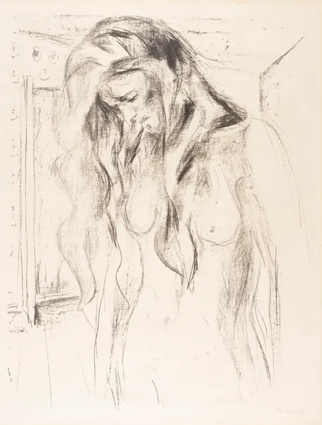 Weinende junge Frau (Gråtende ung kvinne) av Edvard Munch