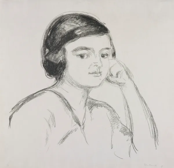 Young Woman with Hand on her Cheek av Edvard Munch