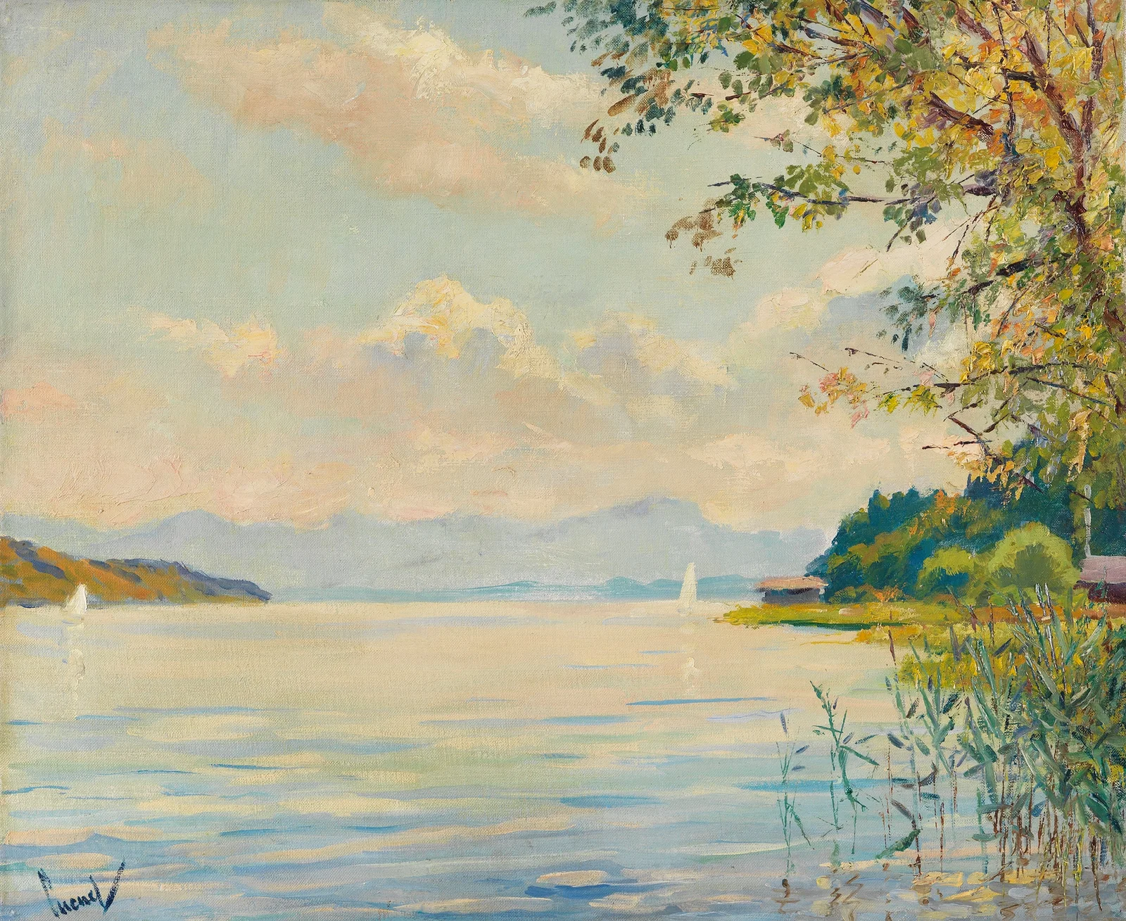 Lake Starnberg – distant view av Edward Cucuel