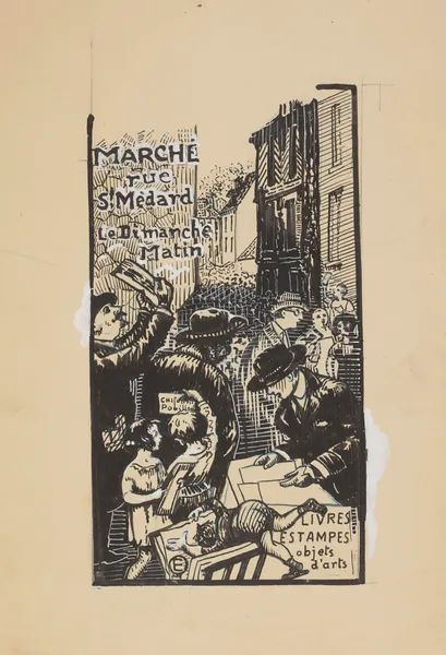 Marchés rue Saint-Médard. Le Dimanche Matin av Edward Okuń